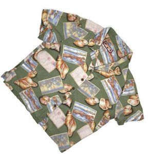 caribbean joe hawaiian conch shell postcard short sleeve hawaiian shirt XL